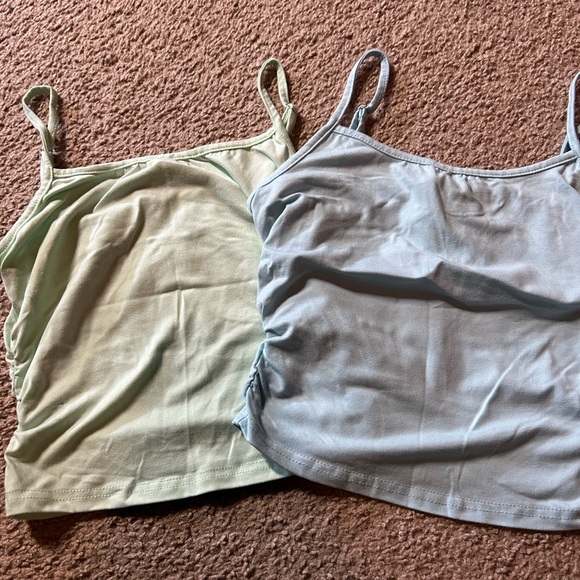 Women's Spaghetti Strap Tops - Light Green and Light Blue. Scrunches on sides. - Picture 1 of 2
